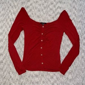 ambiance burnt orange long sleeve fitted shirt